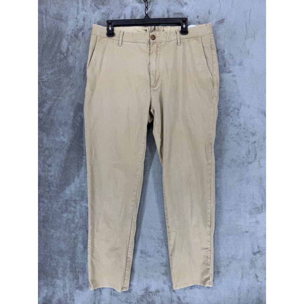 Mott & Bow Charles Khaki Chino Pants Mens 36x32 Slim Fit Cotton‎ Stretch Tan